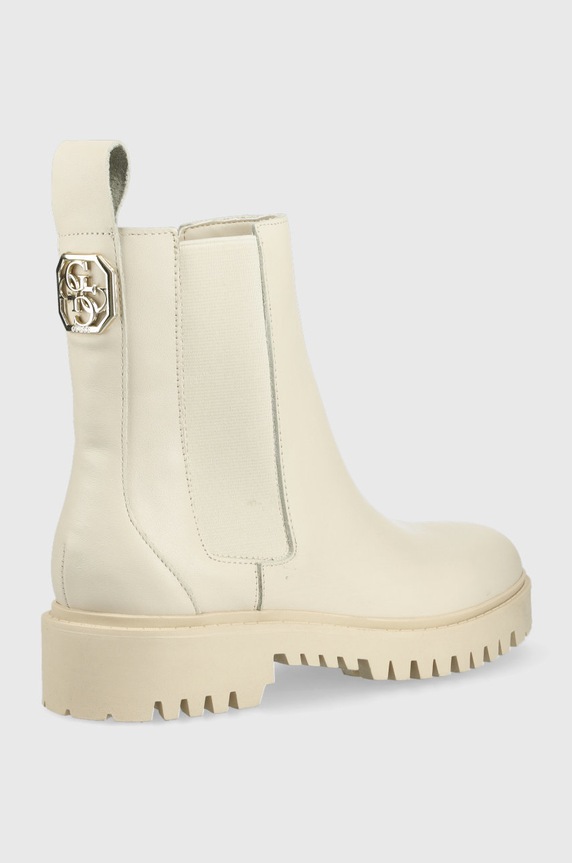 Guess sztyblety skórzane Oakess FL7OAK.LEA10.IVORY beżowy AW22