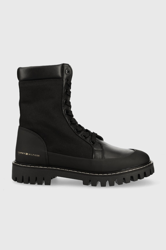 Farmářky Tommy Hilfiger Th Casual Lace Up Boot bez podpatku černá FW0FW06549.BDS