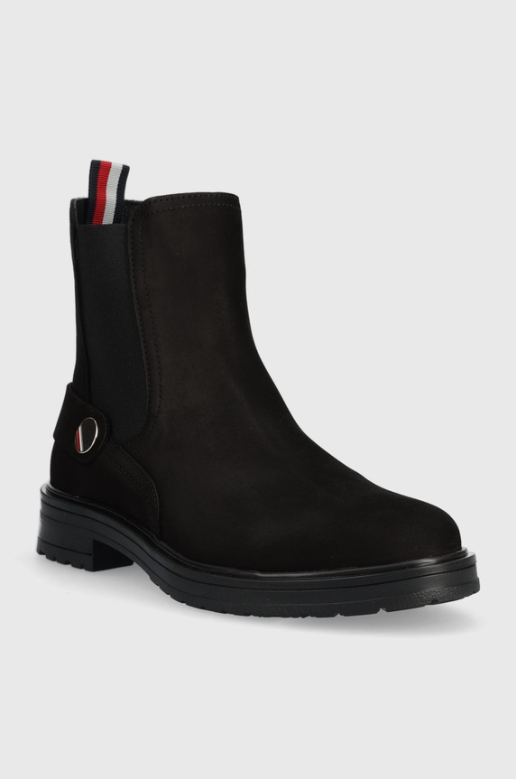 Tommy Hilfiger magasszárú cipő velúrból FW0FW06742.BDS fekete AW22