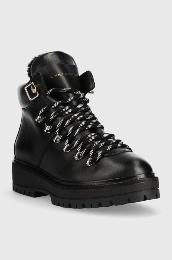 Tommy Hilfiger bokacsizma Leather Outdoor Flat Boot FW0FW06725.BDS fekete AW22