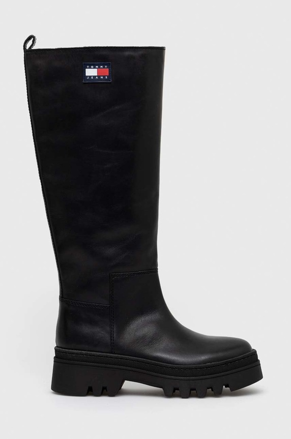 Tommy Jeans kozaki skórzane Tommy Jeans Fashion Bootie nieocieplane czarny EN0EN01946.BDS