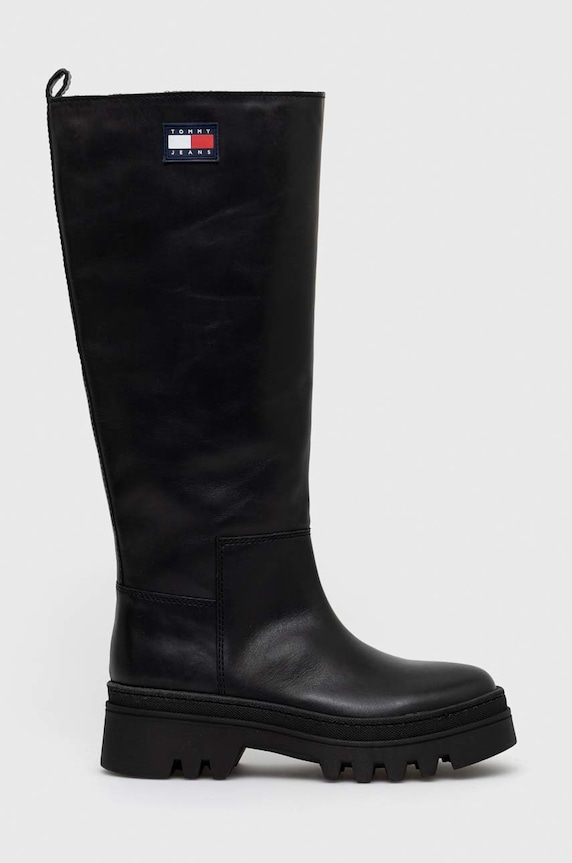 Tommy Jeans kozaki skórzane Tommy Jeans Fashion Bootie nieocieplane czarny EN0EN01946.BDS