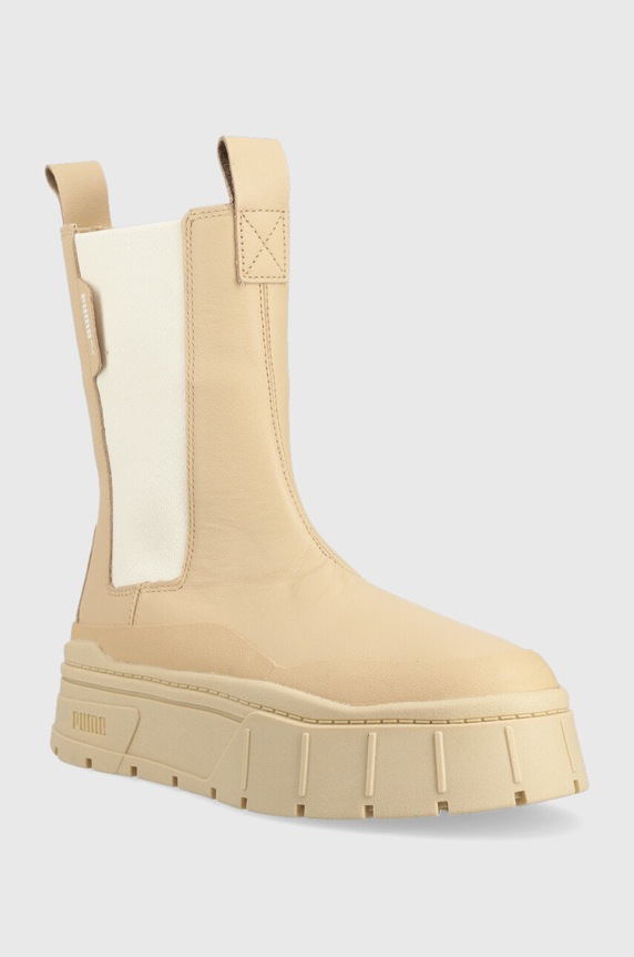 Puma sztyblety skórzane Mayze Stack 386272 beżowy AA00