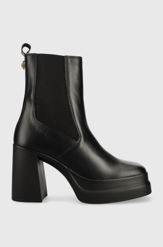 Kožené kotníkové boty Kurt Geiger London Stomp Heeled Chelsea nezateplené černá 9319000109.BLK