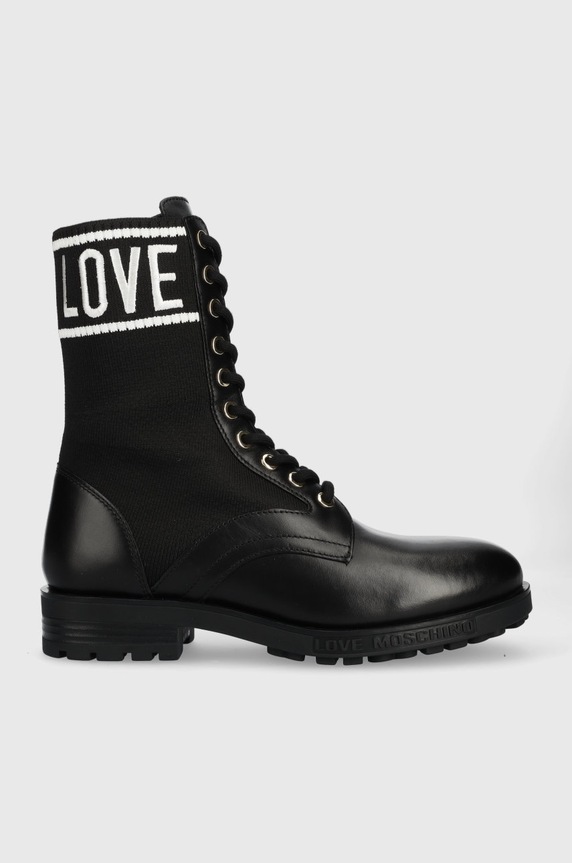 Čizme Love Moschino zrnata koža crna JA24244G1FIZE00A