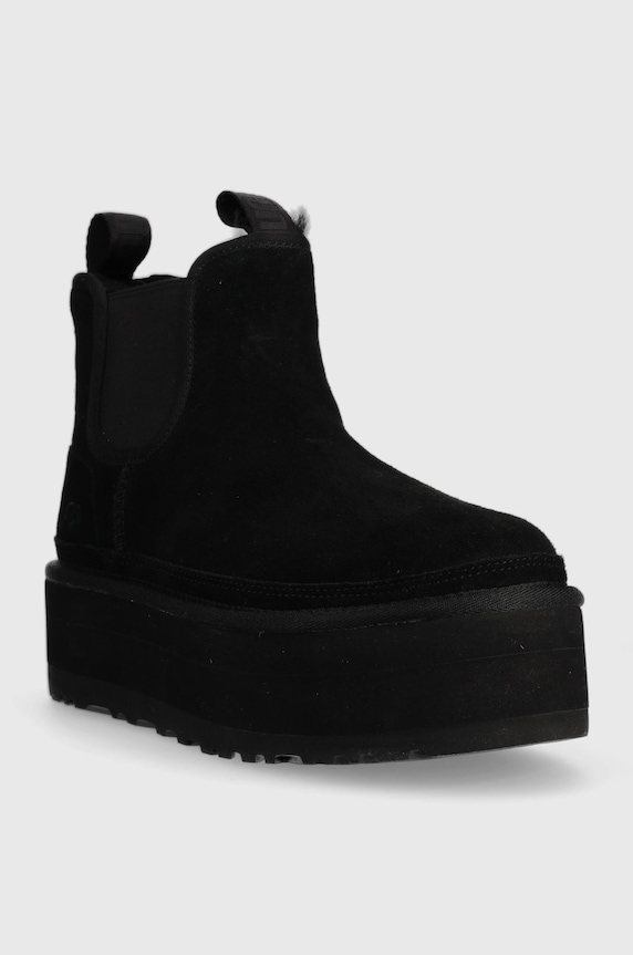 UGG sztyblety zamszowe W Neumel Platform Chelsea 1134526.BLK czarny AW24