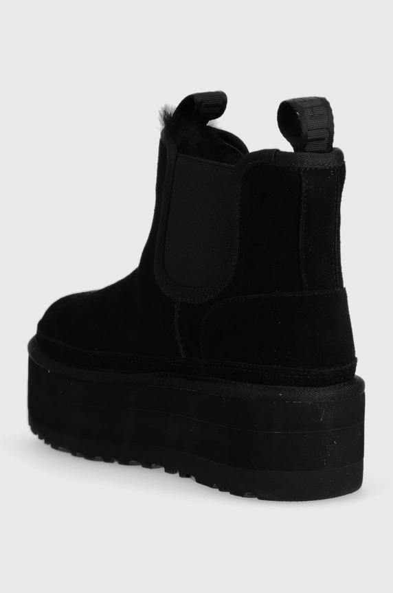 Obuwie UGG sztyblety zamszowe W Neumel Platform Chelsea 1134526.BLK czarny