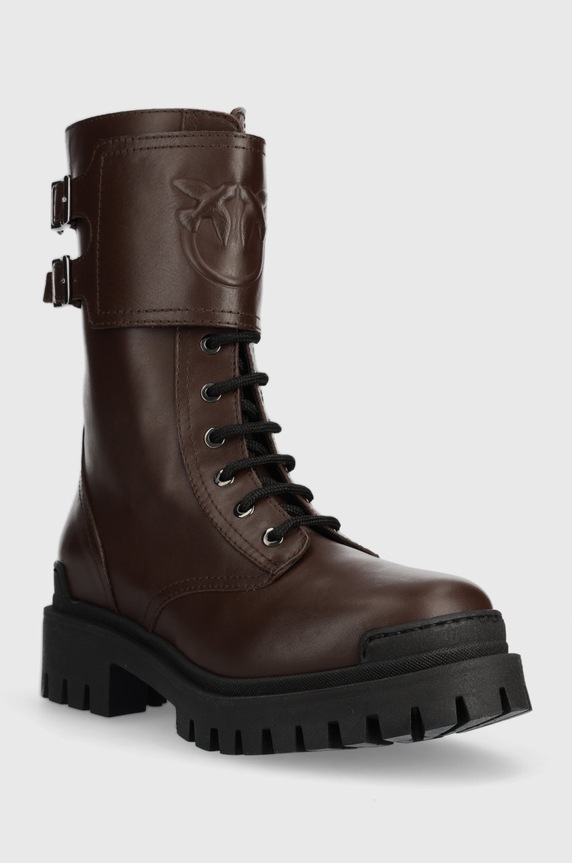 Pinko workery skórzane Cumino 1H2135.A072.L69 brązowy AW22