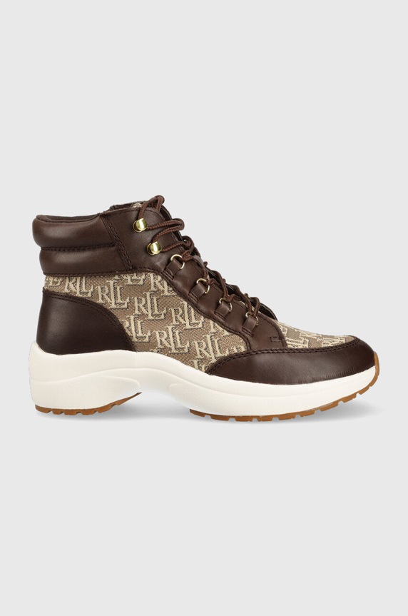 Tenisky Lauren Ralph Lauren Rylee usňová koža hnedá 802882618003.200