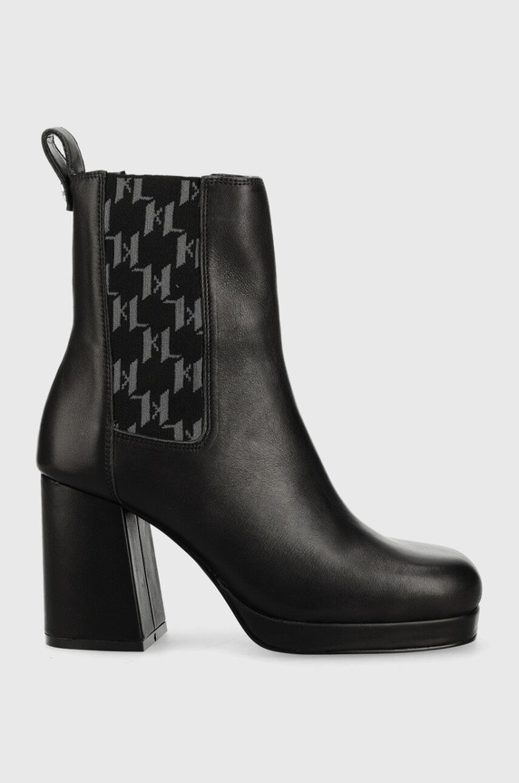 Кожени боти челси Karl Lagerfeld LAVINIA III гладка кожа черен KL39940.000