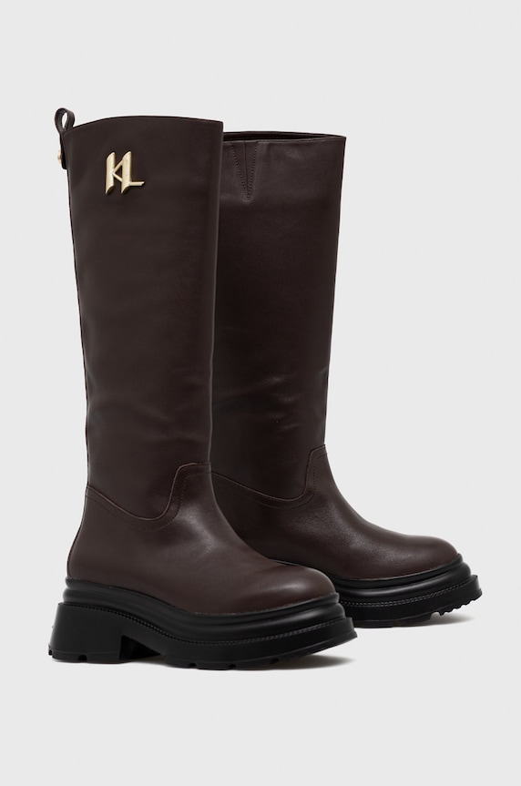 Karl Lagerfeld kozaki skórzane DANTON KL45090.044 brązowy AW22