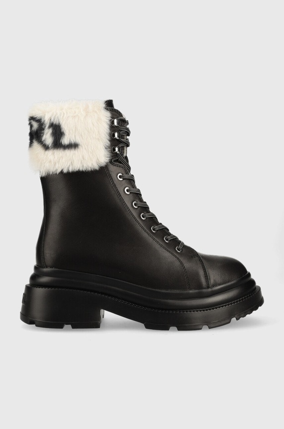Karl Lagerfeld workery skórzane DANTON płaski czarny KL45075.000
