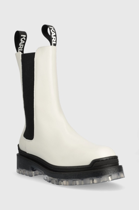 Karl Lagerfeld sztyblety skórzane BIKER II KL41680.011 biały AW22