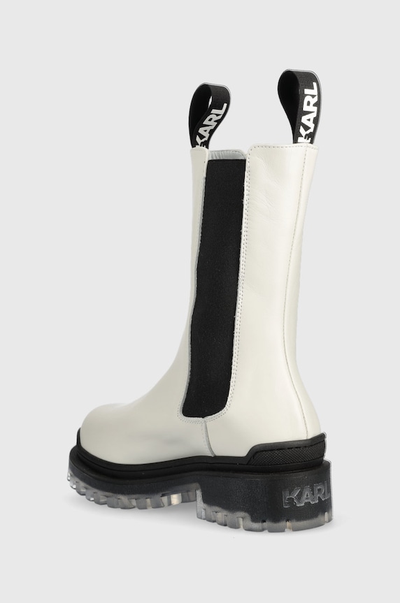 Obuwie Karl Lagerfeld sztyblety skórzane BIKER II KL41680.011 biały