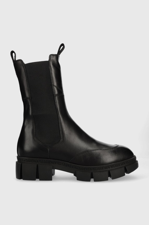 Kožené kotníkové boty Karl Lagerfeld Aria platforma černá KL43280.000