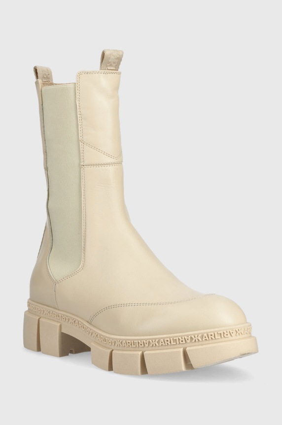 Δερμάτινες μπότες τσέλσι Karl Lagerfeld AriaARIA KL43280.0H1 μπεζ AW22