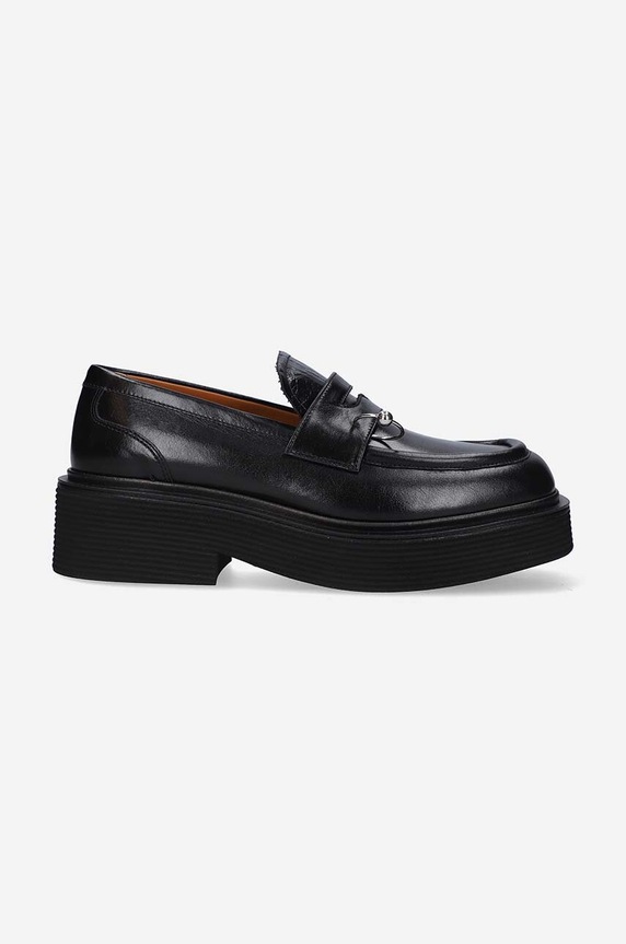 Marni leather loafers Moccasin Shoe platform black MOMS003904.P3731
