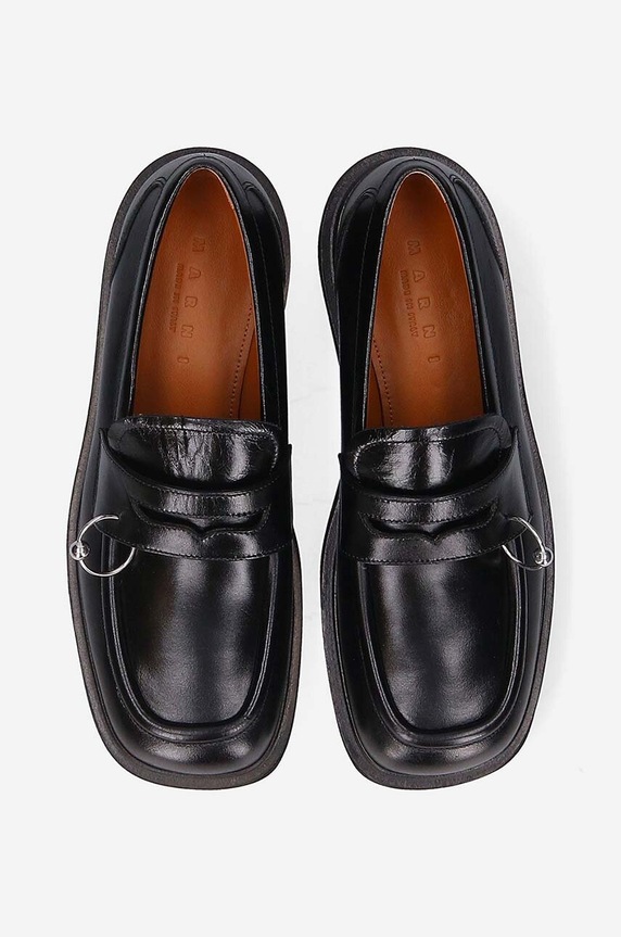 Marni leather loafers Moccasin Shoe black MOMS003904.P3731