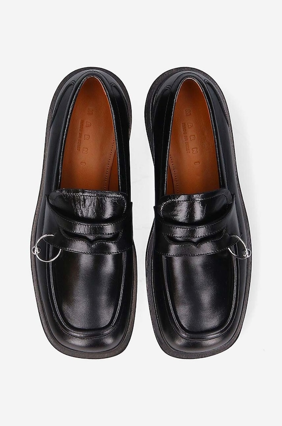 Marni leather loafers Moccasin Shoe black MOMS003904.P3731
