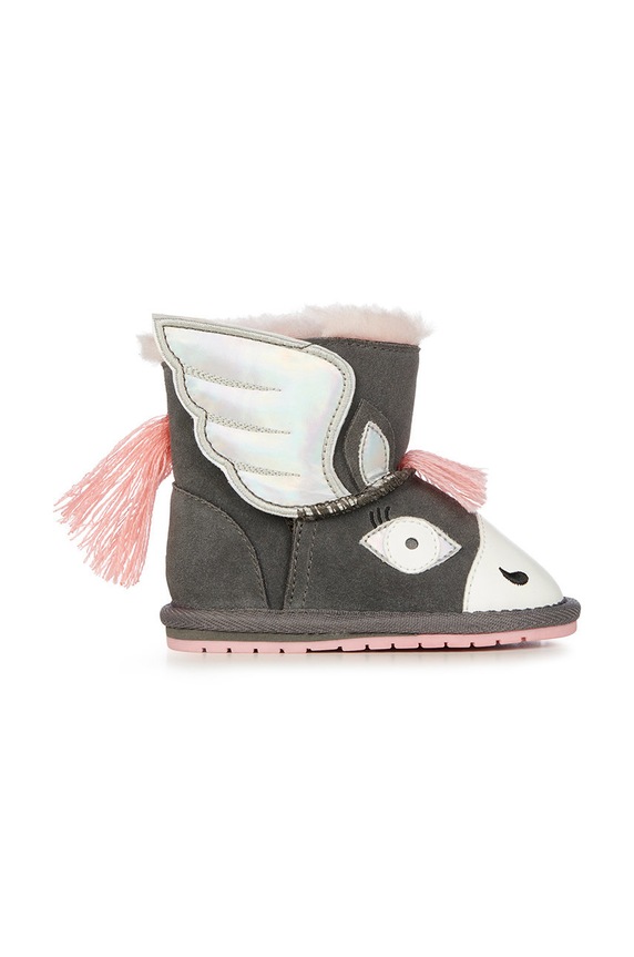 Emu Australia śniegowce zamszowe dziecięce Pegasus Walker brak zapięcia szary B12759.Pegasus.Walker