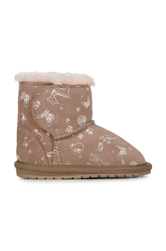 Emu Australia śniegowce zamszowe dziecięce Woodland Toddle brak zapięcia brązowy B12765.Woodland.Toddle