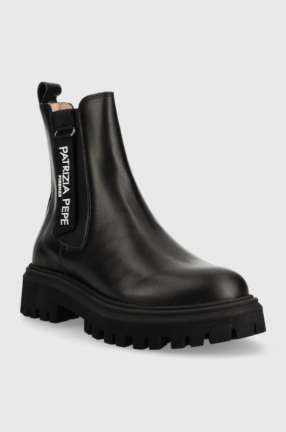 Kožené kotníkové boty Patrizia Pepe Girl PPJ733.35.41 černá AW22