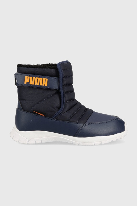 Παιδικές χειμερινές μπότες Puma απομίμηση λείου δέρματος σκούρο μπλε 380745.K.9BYY