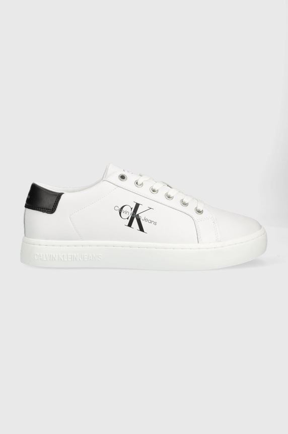 Calvin Klein Jeans sneakers din piele Classic Cupsole Laceup Low alb YM0YM00491.YAF