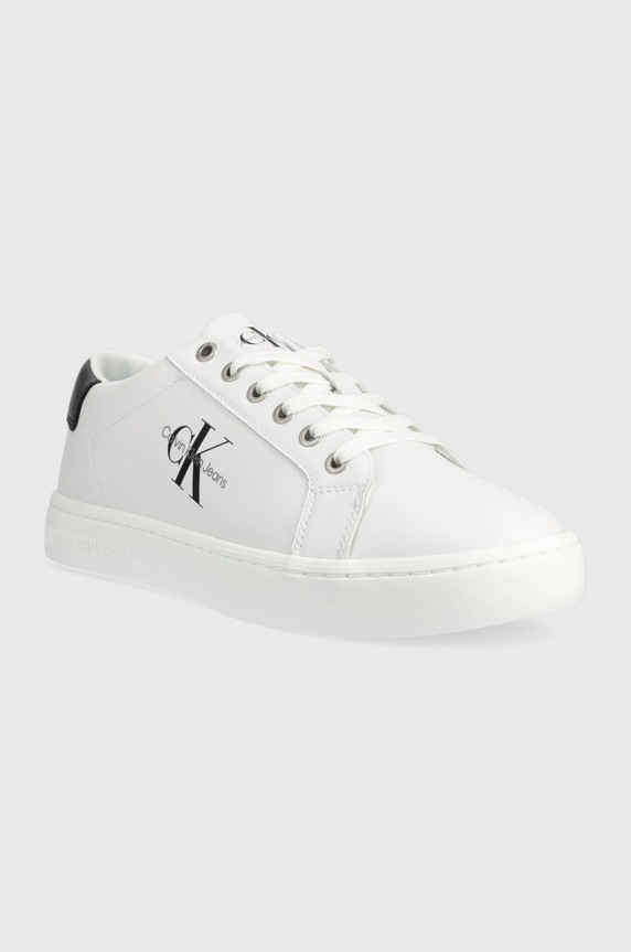 Calvin Klein Jeans sneakers din piele Classic Cupsole Laceup Low YM0YM00491.YAF alb AW22