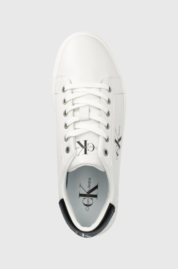 Calvin Klein Jeans sneakers din piele Classic Cupsole Laceup Low alb YM0YM00491.YAF