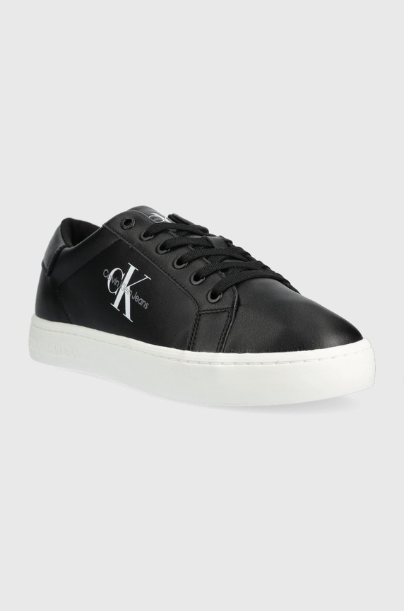 Calvin Klein Jeans bőr sportcipő CUPSOLE LACE UP LOW YM0YM00491.BDS fekete AW22