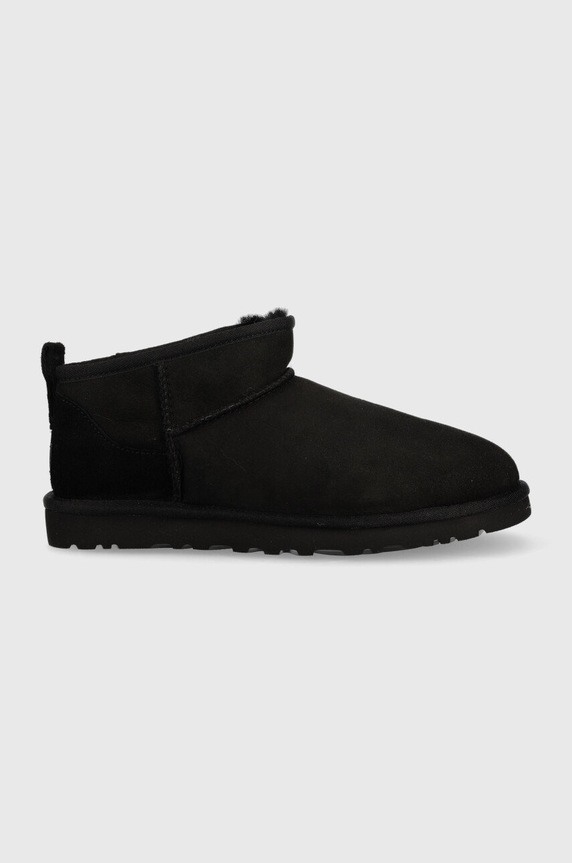 UGG Cipele za snijeg od brušene kože Classic Ultra Mini M s toplom postavom crna 1137391.BLK