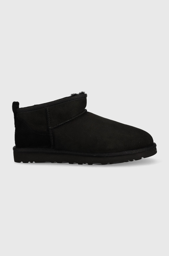UGG Cipele za snijeg od brušene kože Classic Ultra Mini M s toplom postavom crna 1137391.BLK