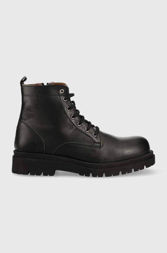 Guess trapery skórzane skóra licowa czarny FM8PIS.LEA10.BLACK