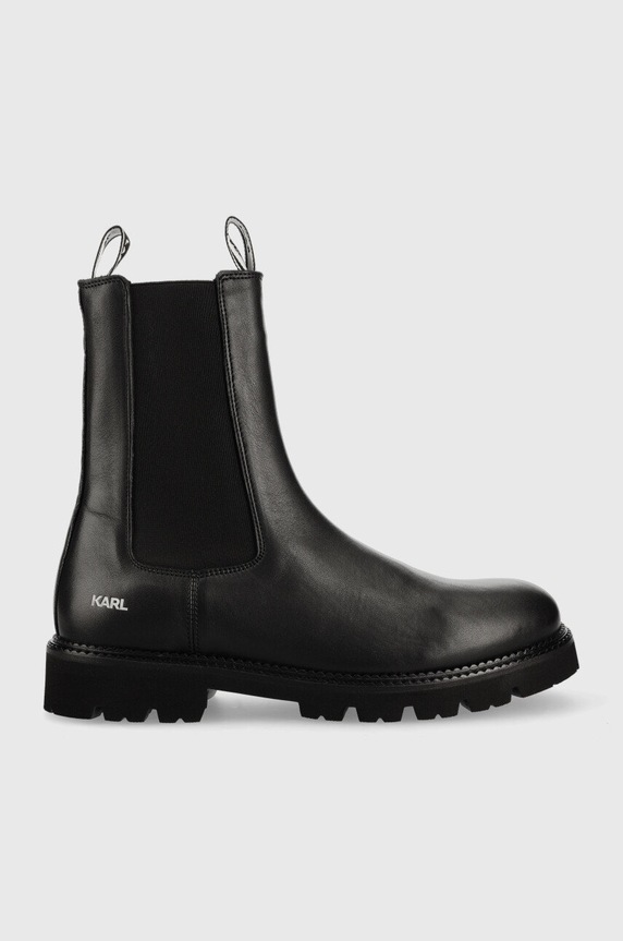 Karl Lagerfeld bőr bokacsizma Troupe Mens nappa bőr fekete KL11880.000