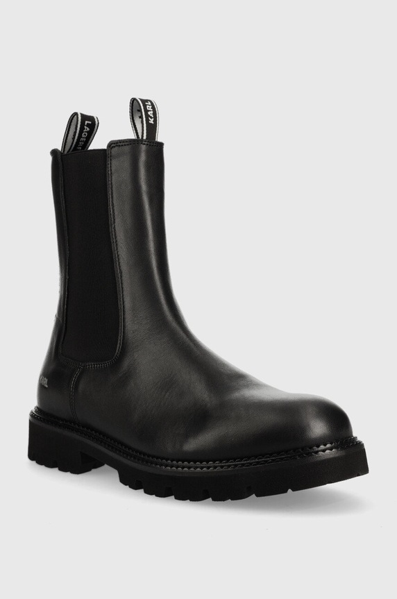 Karl Lagerfeld bőr bokacsizma Troupe Mens KL11880.000 fekete AW22