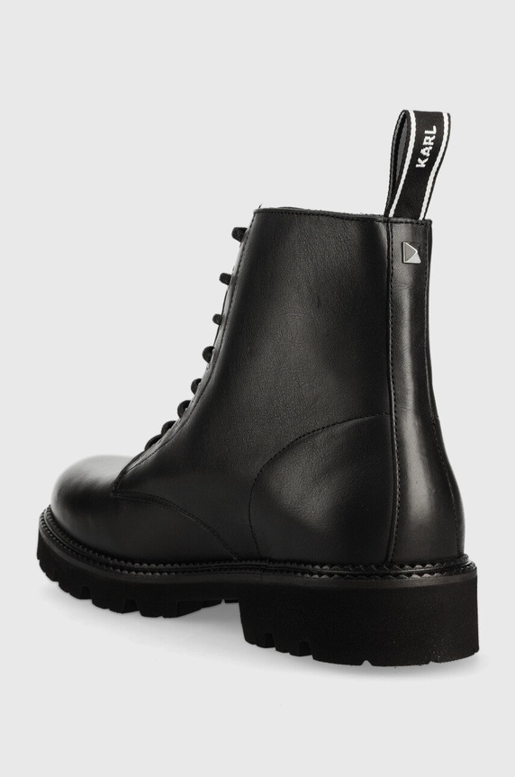 Cipők Karl Lagerfeld bőr bakancs TROUPE MENS KL11850.000 fekete