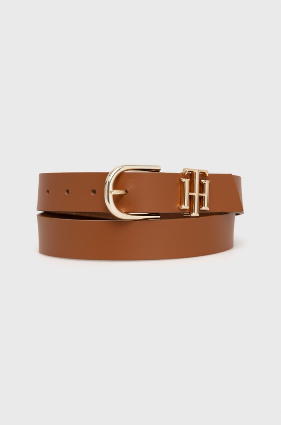 Tommy Hilfiger pasek skórzany brązowy AW0AW13967.9BYY