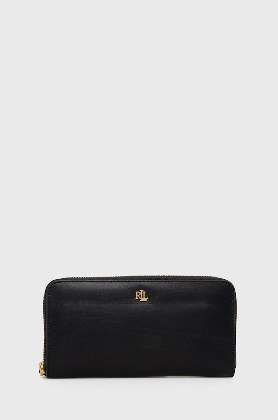 Kožená peňaženka Lauren Ralph Lauren usňová koža čierna 432876730003
