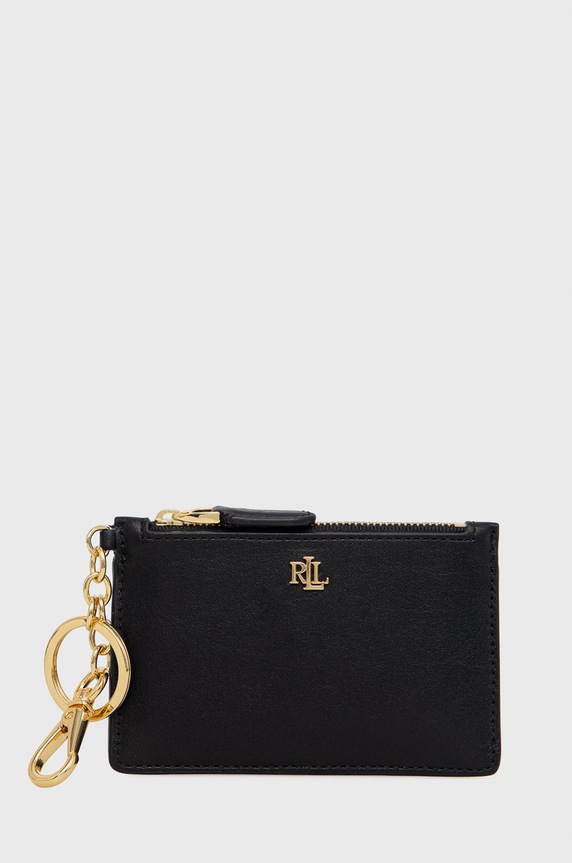Lauren Ralph Lauren bőr kártya tok sima fekete 432876731002