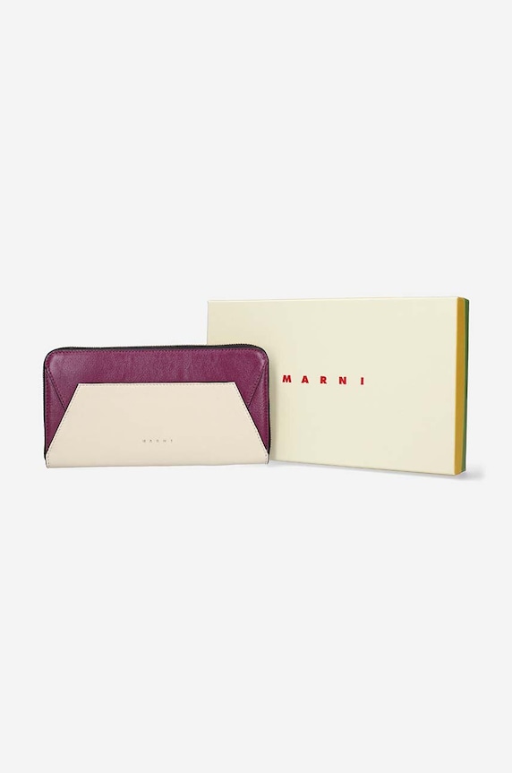 Шкіряний гаманець Marni бежевий PFMO0058U1.P2644