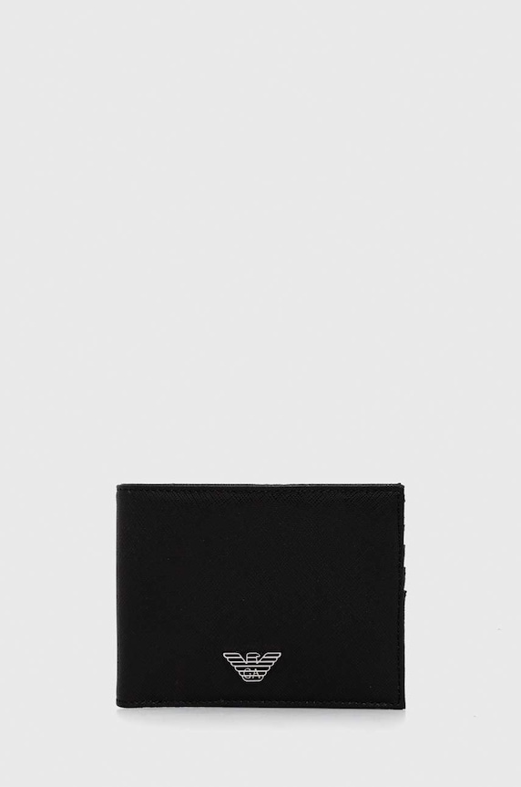 Peňaženka Emporio Armani usňová koža čierna Y4R165.Y138E