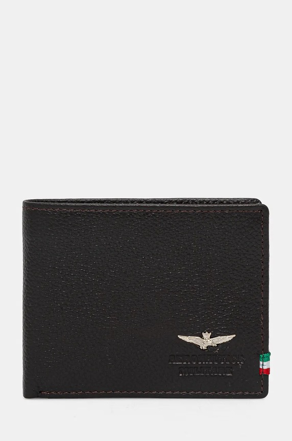 Кожен портфейл Aeronautica Militare гладка кожа кафяв AM100