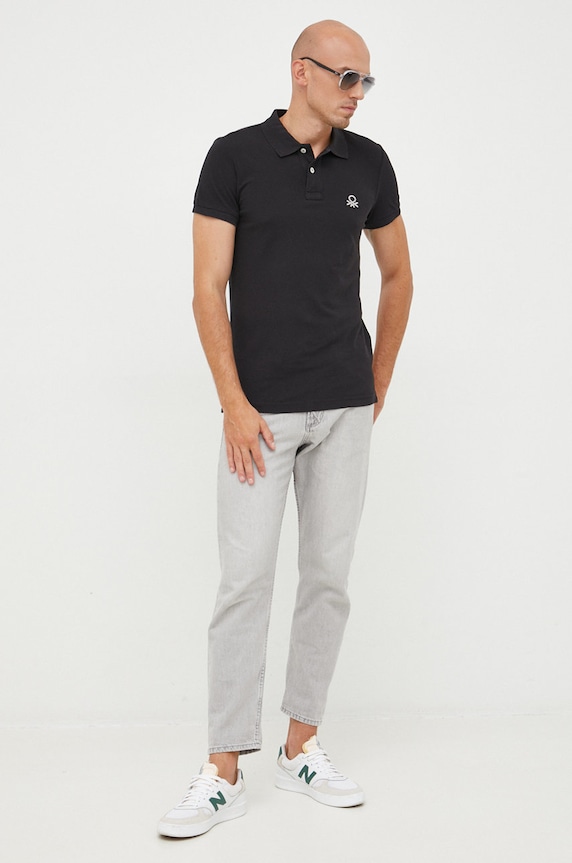 Bavlnené polo tričko United Colors of Benetton 3089J3178.100. čierna AA00