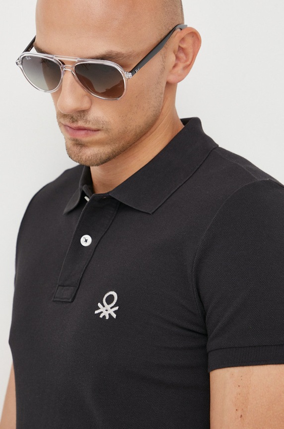 Bavlnené polo tričko United Colors of Benetton čierna 3089J3178.100.
