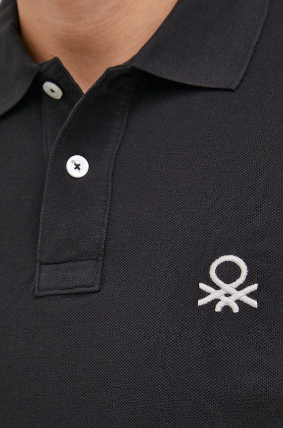 Bavlnené polo tričko United Colors of Benetton 3089J3178.100. čierna