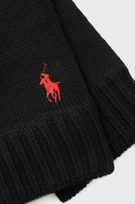Шерстяные перчатки Polo Ralph Lauren 710886135001 чёрный AW22