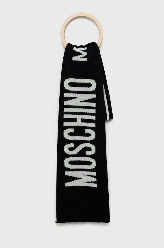 Moschino szalik z dodatkiem wełny wełna czarny M5634.50199