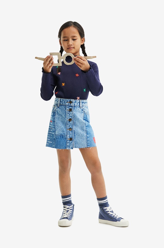 Desigual spódnica jeansowa dziecięca wzorzyste niebieski 22WGFD02