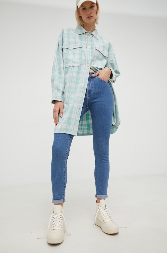 Džíny Wrangler High Rise Skinny That Way Planet friendly modrá W27HKRP23